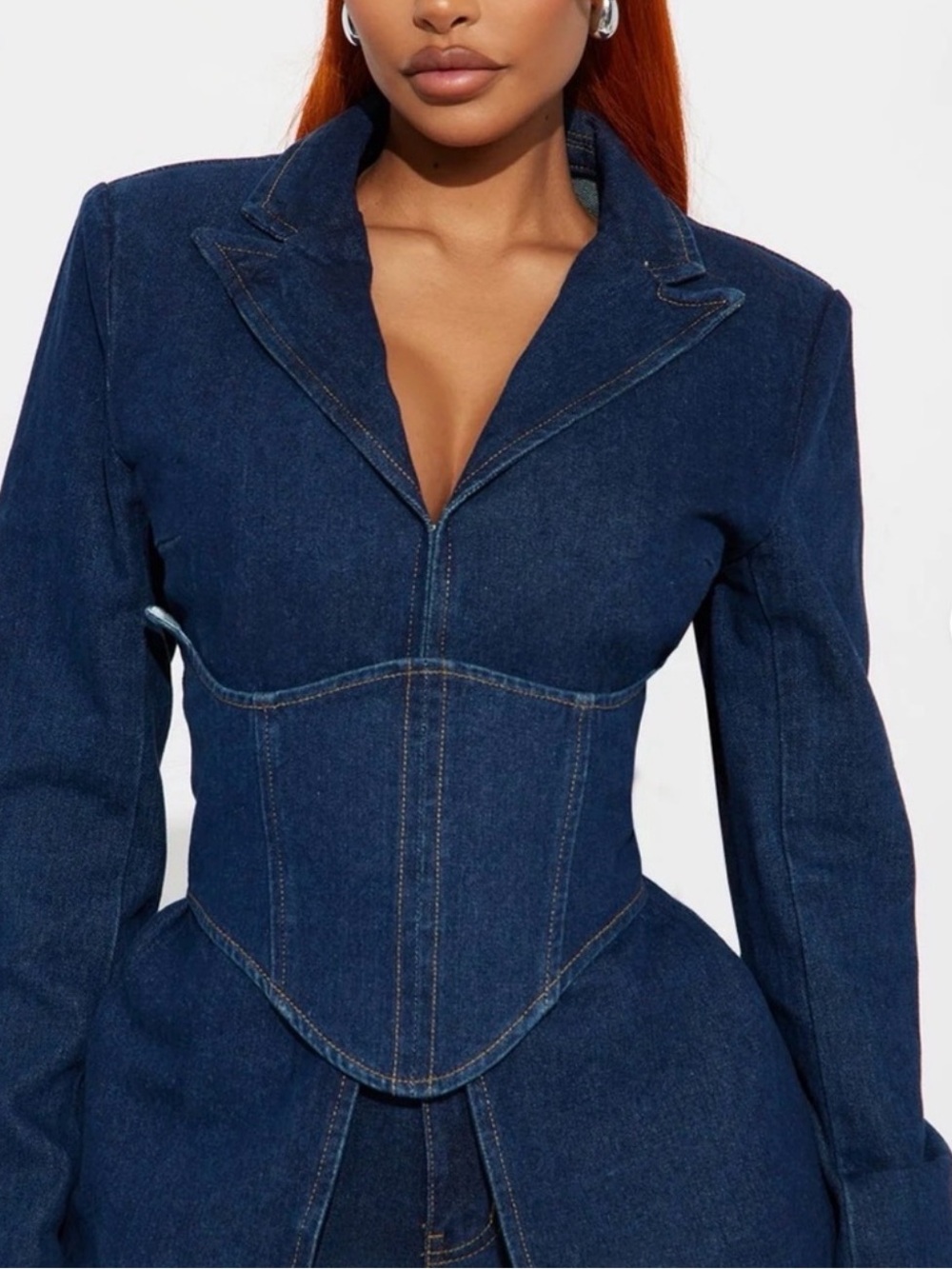 Dark Blue Denim Corset Jacket -and Pants Set